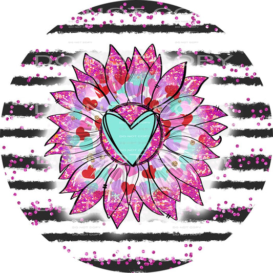 Turquoise Heart Purple Sunflower Glitter Black Stripes 