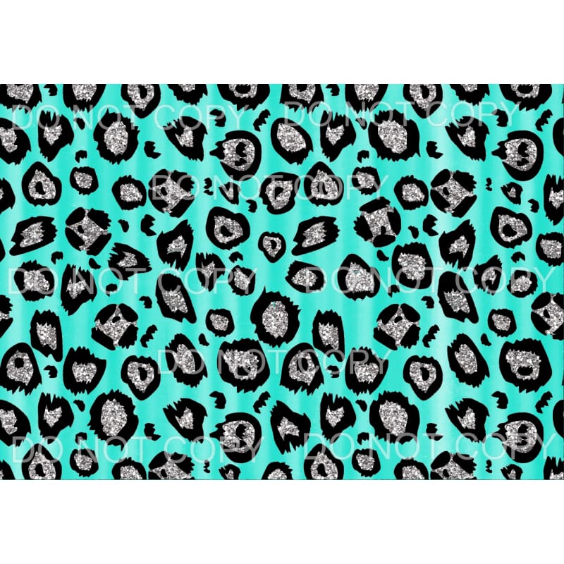 Turquoise Leopard Silver Glitter Sheet Sublimation transfers