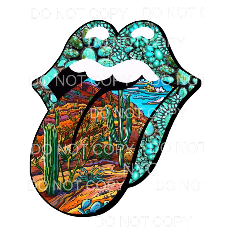 Turquoise Lips Cactus Desert Scene Sublimation transfers - 