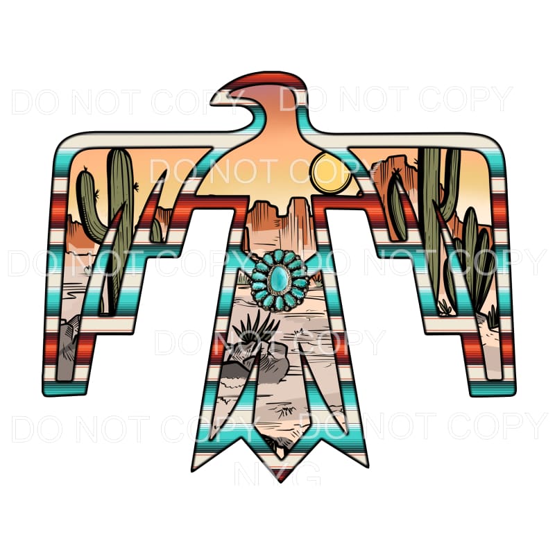 Turquoise Serape Free Bird Sublimation transfers - Heat 