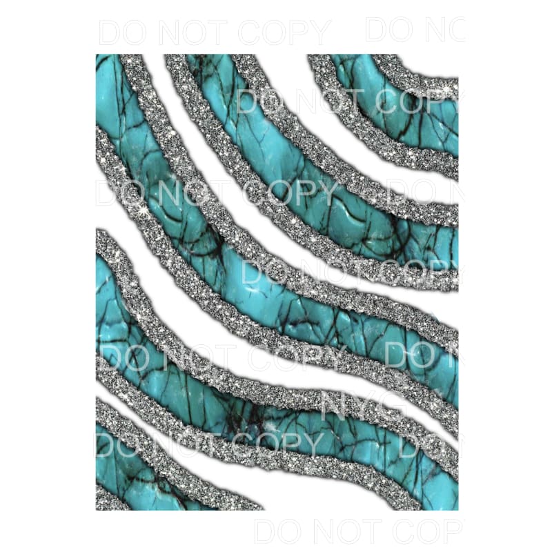 Turquoise Silver White Sheet Sublimation transfers - Heat 