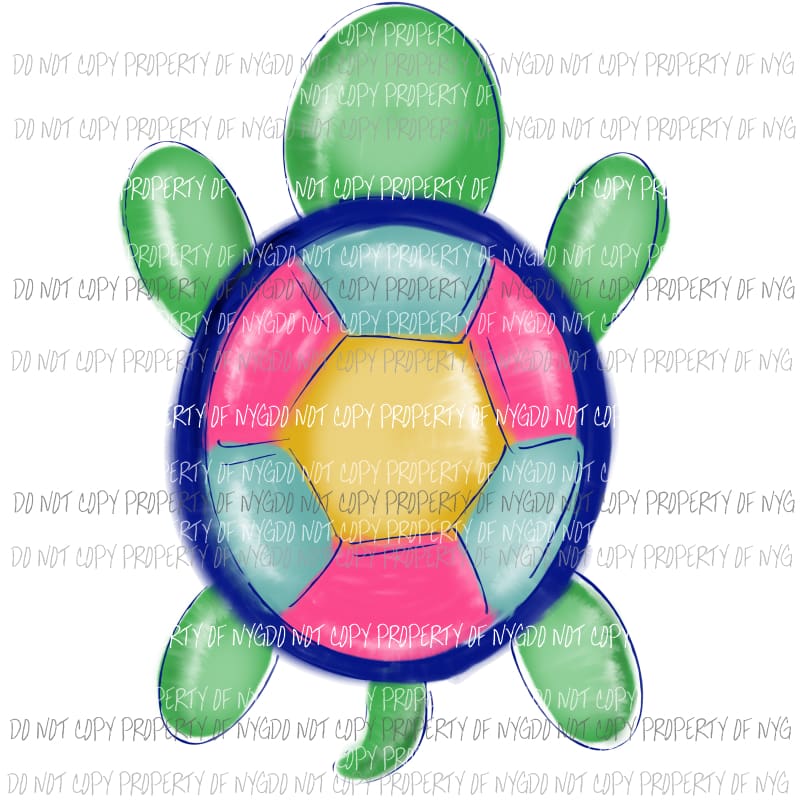 Turtle watercolor pastel color shell Sublimation transfers Heat Transfer