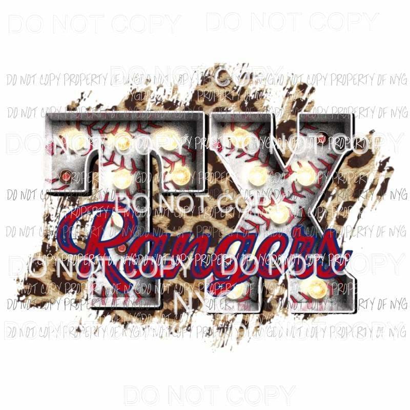 TX Rangers baseball marquee Texas leopard Sublimation transfers Heat Transfer