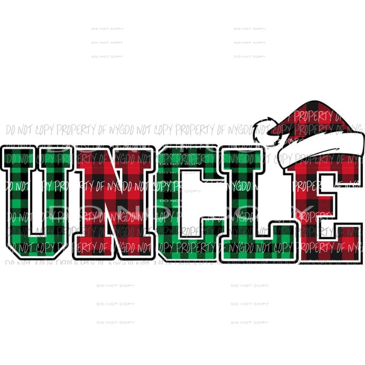 UNCLE buffalo plaid santa hat Sublimation transfers Heat Transfer