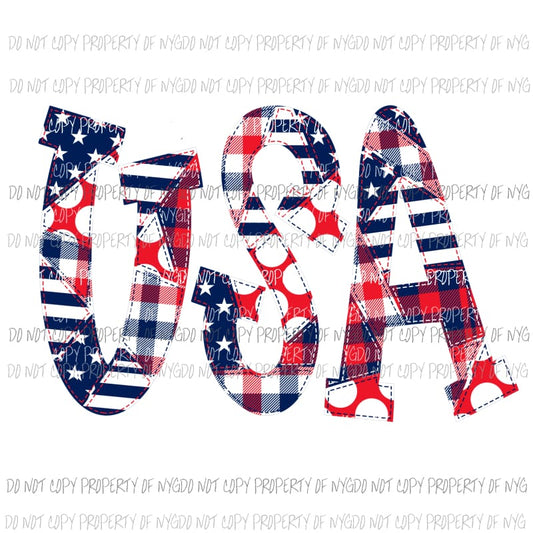 USA American Flag pattern red white blue Sublimation transfers Heat Transfer
