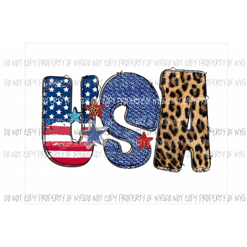 USA flag denim leopard Sublimation transfers Heat Transfer