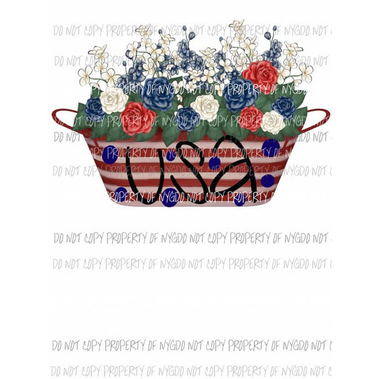 USA flowers in Tub Sublimation transfers usa 4th of july america memorial labor day Heat Transfer