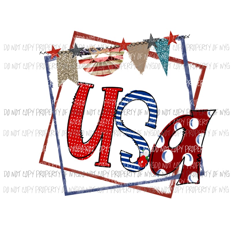 USA FRAMED Sublimation transfers usa 4th of july america memorial labor day Heat Transfer