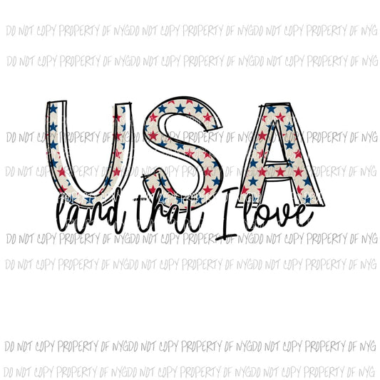 USA Land that I love Sublimation transfers Heat Transfer