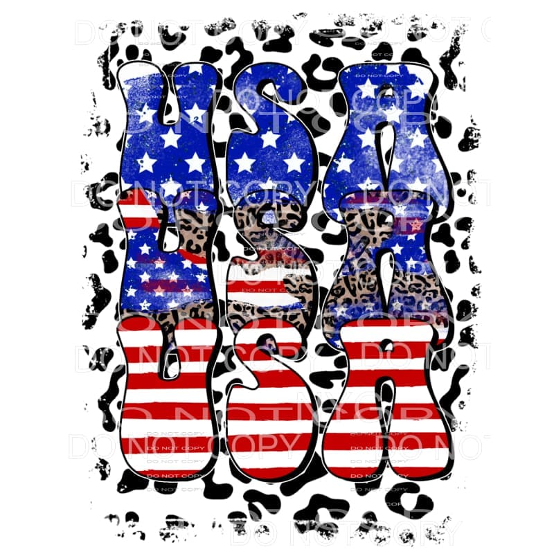 USA USA USA Stacked Leopard Flag Stars Stripes 4th Of July 