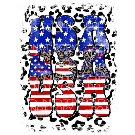 USA USA USA Stacked Leopard Flag Stars Stripes 4th Of July 