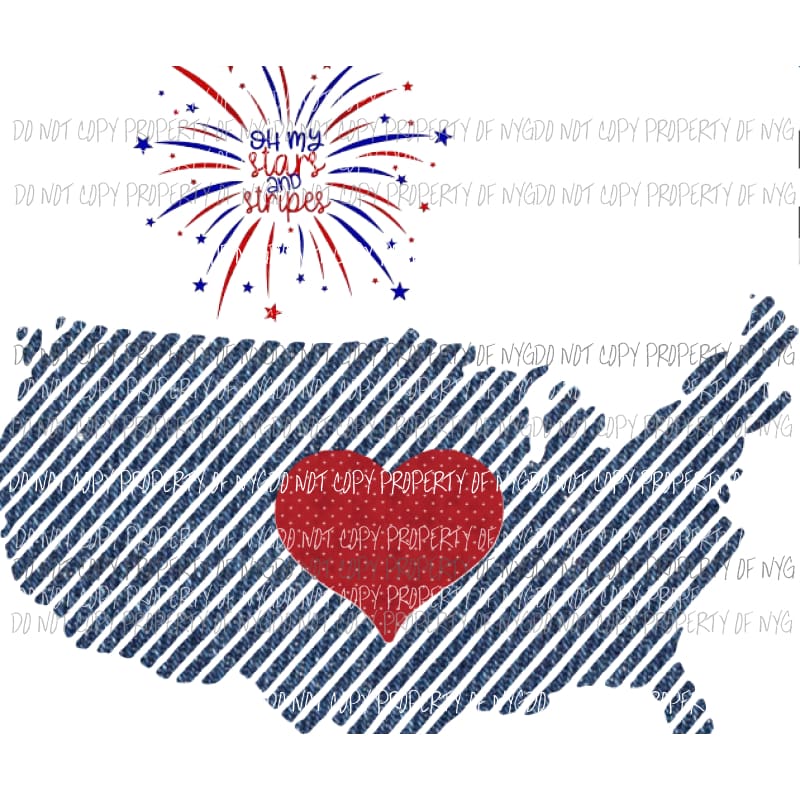 USA stars and stripes with pocket Sublimation transfers Heat Transfer