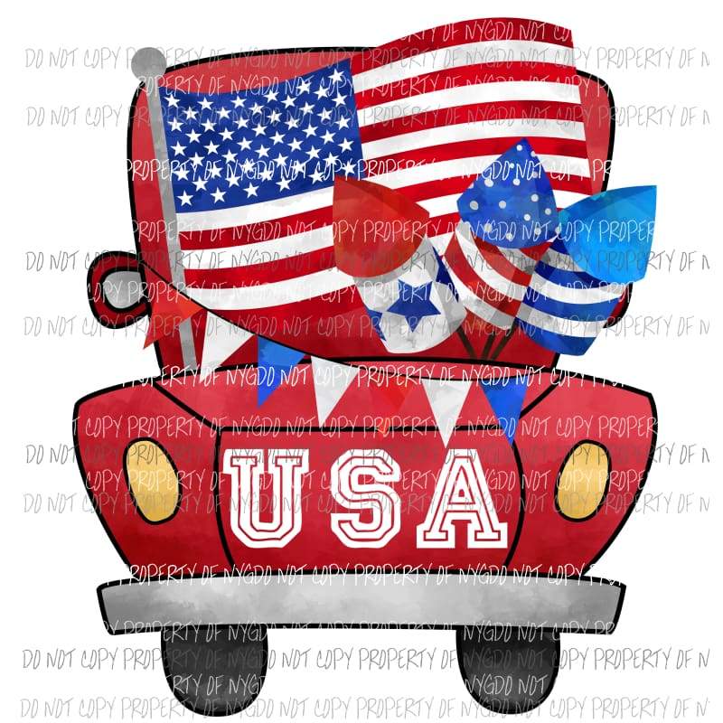 USA Car with American Flag Sublimation transfers Heat Transfer
