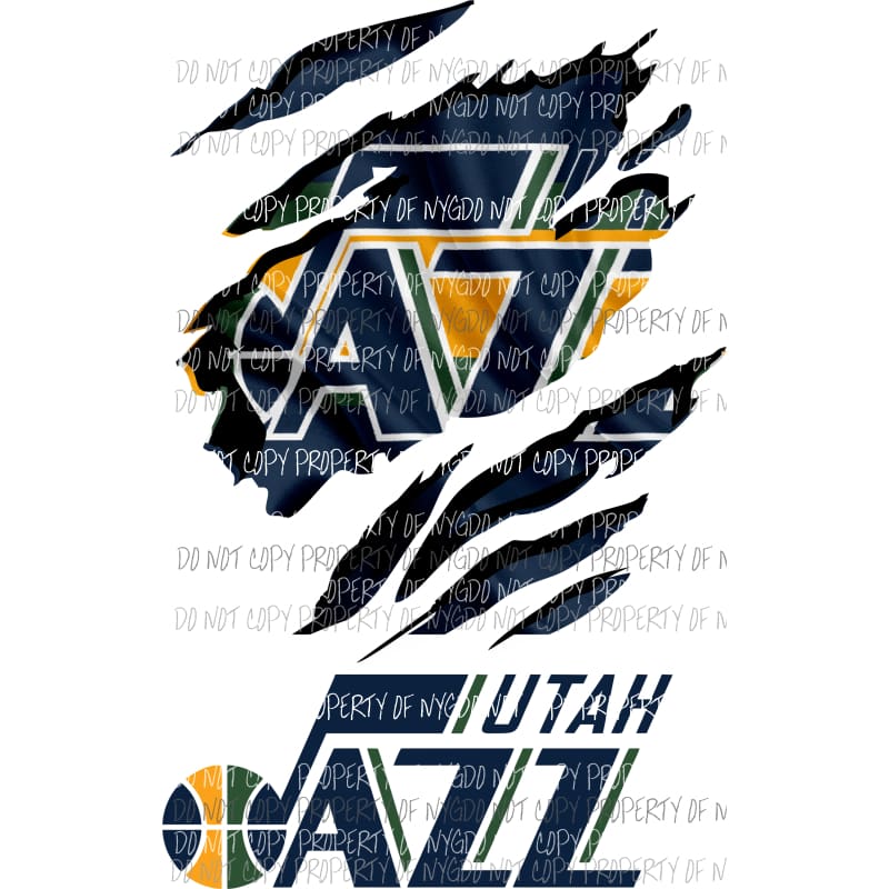 Utah Jazz ripped design Sublimation transfers Heat Transfer