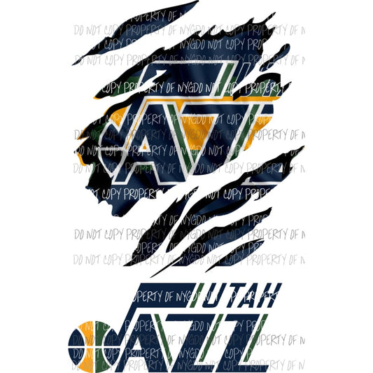 Utah Jazz ripped design Sublimation transfers Heat Transfer