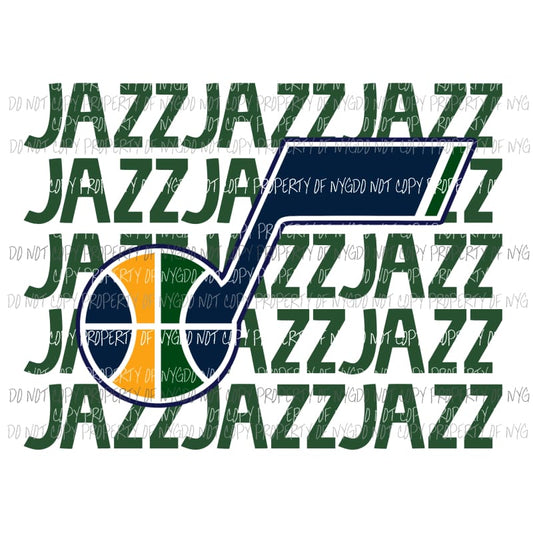 Utah Jazz stacked Sublimation transfers Heat Transfer