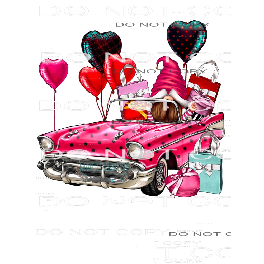 Valentine Car Gnome #8716 Sublimation transfers - Heat