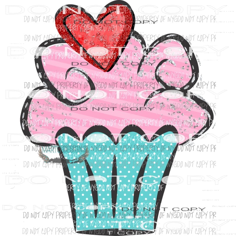 Valentine Cupcake 1 Sublimation transfers Heat Transfer