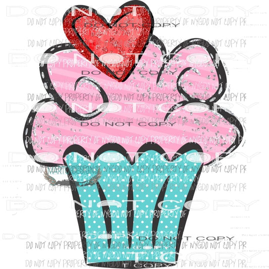 Valentine Cupcake 1 Sublimation transfers Heat Transfer