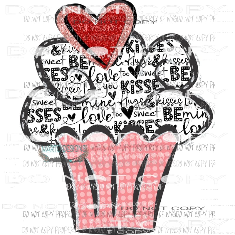 Valentine Cupcake 3 Sublimation transfers Heat Transfer