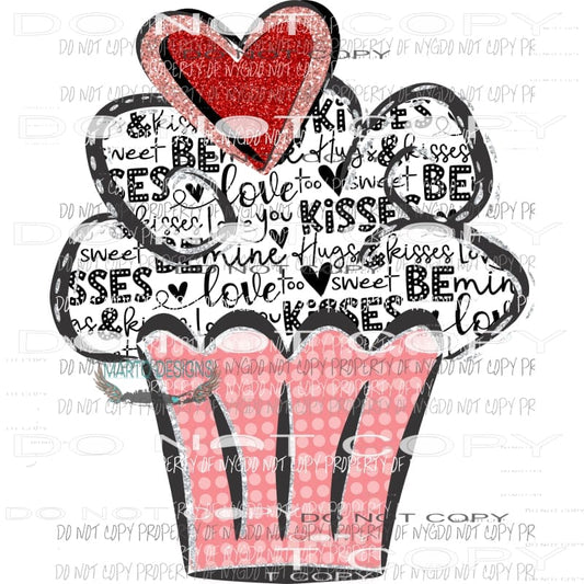 Valentine Cupcake 3 Sublimation transfers Heat Transfer