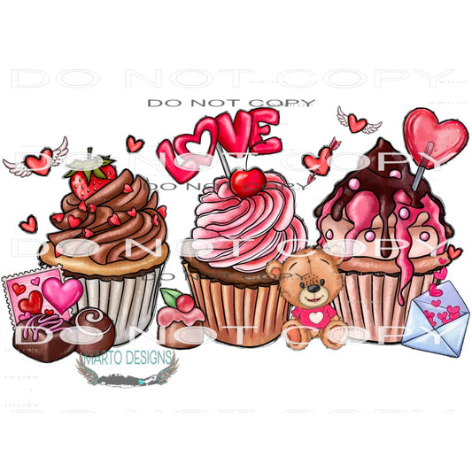 Valentine Cupcakes #9583 Sublimation transfers - Heat