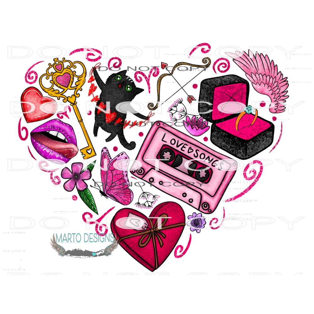 Valentine Heart #9576 Sublimation transfers - Heat Transfer
