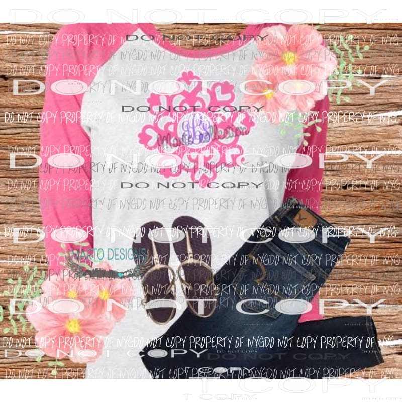 Valentine / Heart Monogram 3 sublimation transfer Heat Transfer