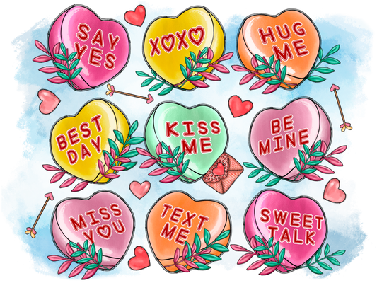 Valentines Day Candy Hearts #9597 Sublimation transfers -