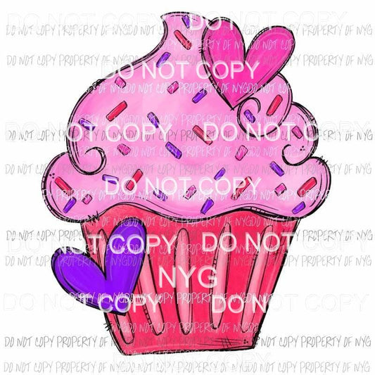 Valentines Day Cupcake red pink hearts sprinkles Sublimation transfers Heat Transfer