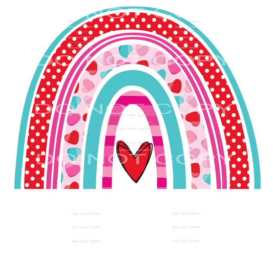 Valentines Day Rainbow Red Pink Blue Hearts #2589 