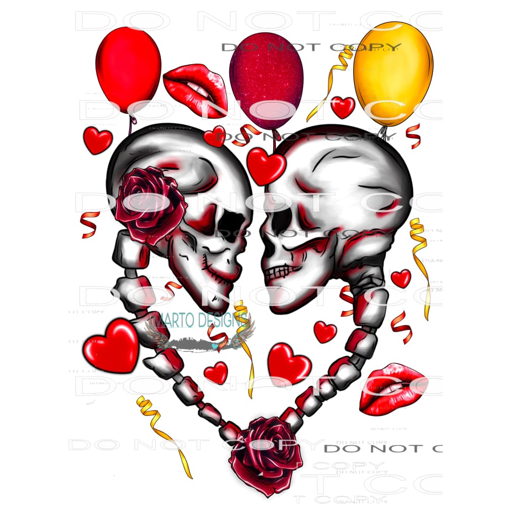 Valentines Day Skull #8717 Sublimation transfers - Heat
