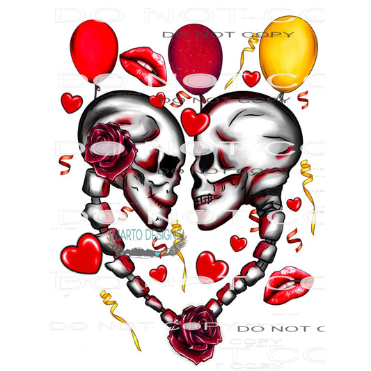 Valentines Day Skull #8717 Sublimation transfers - Heat