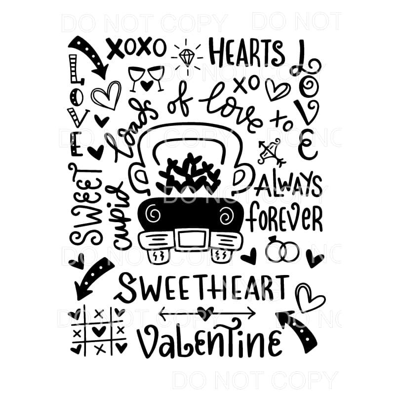Valentine’s Days Words Truck Typography Sublimation 