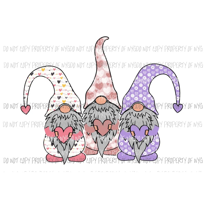 Valentines Gnomes #6 pink purple Sublimation transfers Heat Transfer