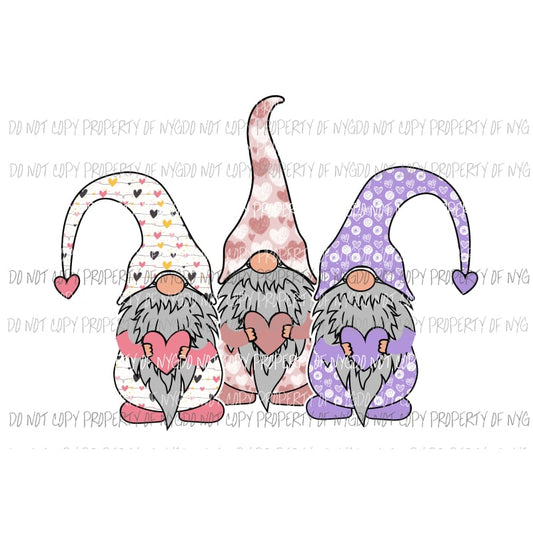 Valentines Gnomes #6 pink purple Sublimation transfers Heat Transfer