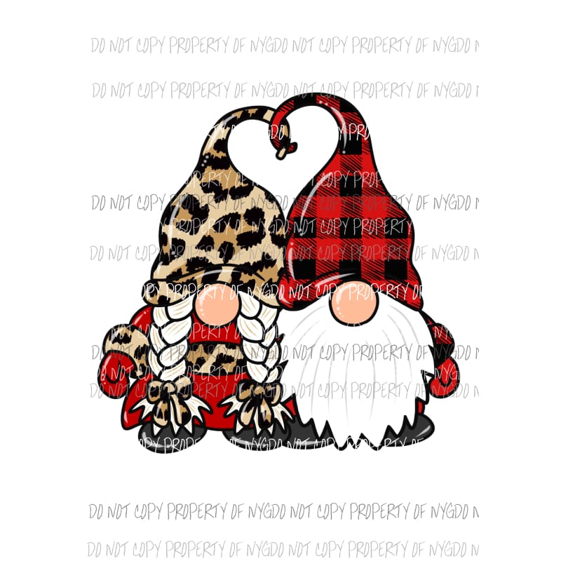 Valentines Gnomes leopard red buffalo plaid Sublimation transfers Heat Transfer