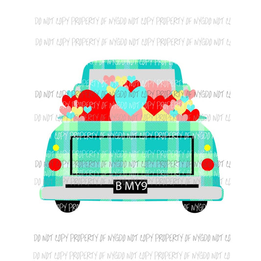 Valentines Truck #1 hearts Sublimation transfers Heat Transfer