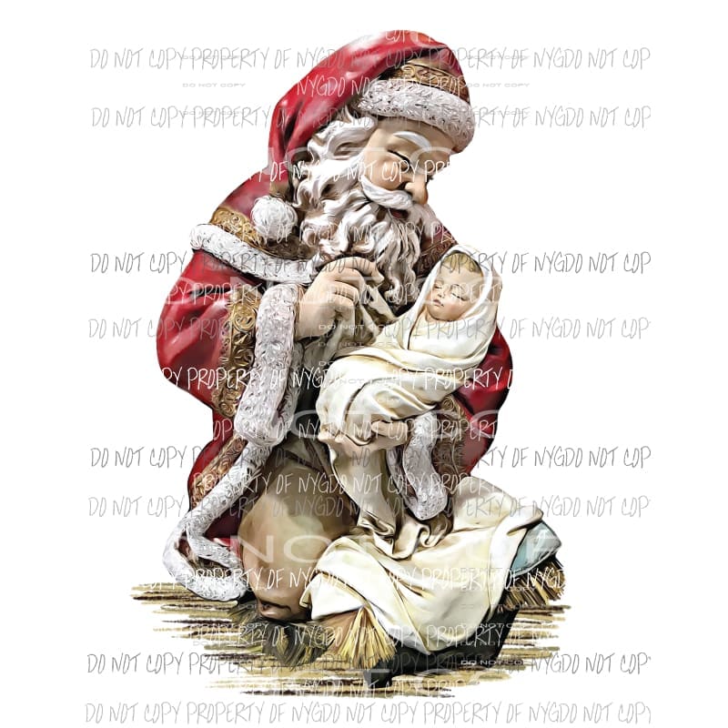 Vintage Santa and Baby Jesus just believe Sublimation transfers Heat Transfer