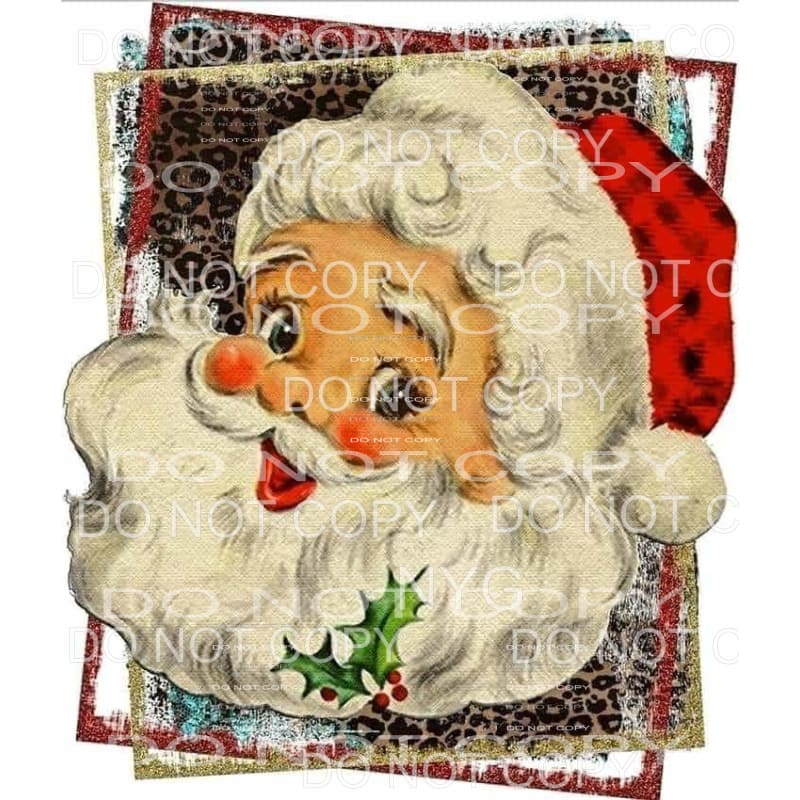 Vintage Santa Leopard Background Framed #1840 Sublimation 