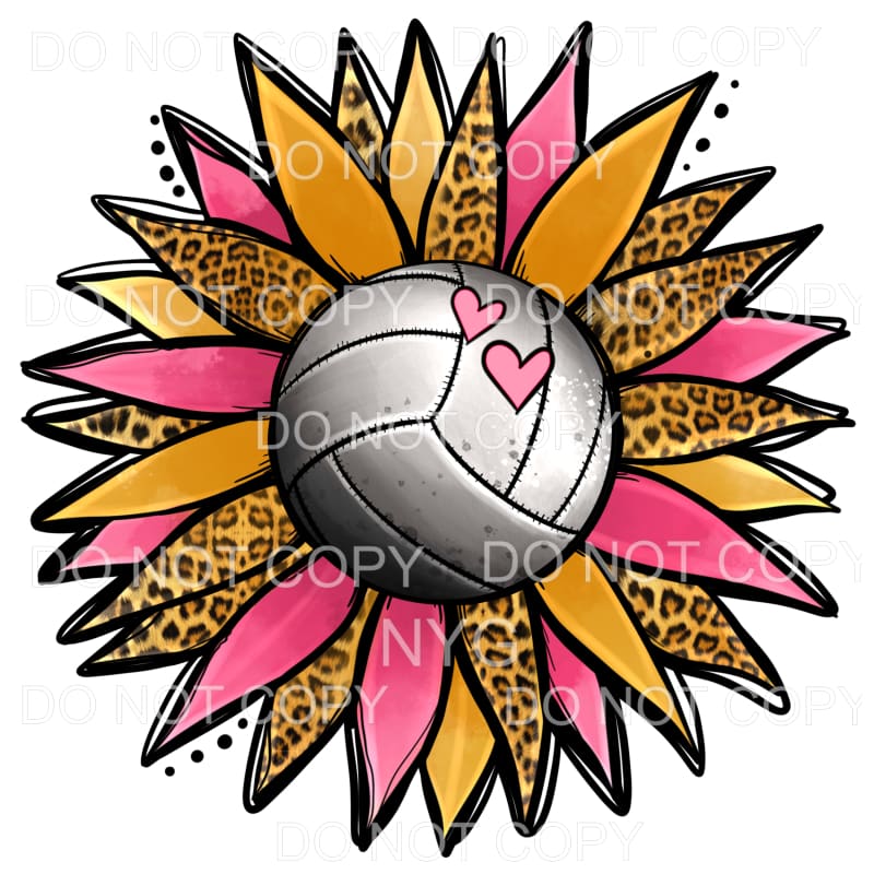 Volleyball Sunflower Pink Hearts Leopard #2116 Sublimation 