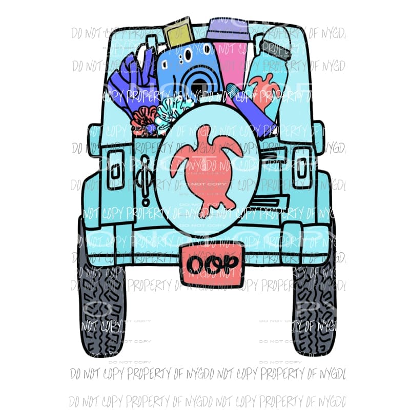 VSCO girl Jeep blue turtles Sublimation transfers Heat Transfer