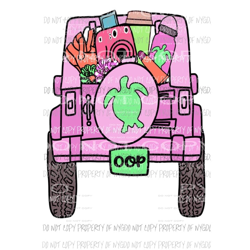 VSCO girl Jeep hot pink turtles Sublimation transfers Heat Transfer