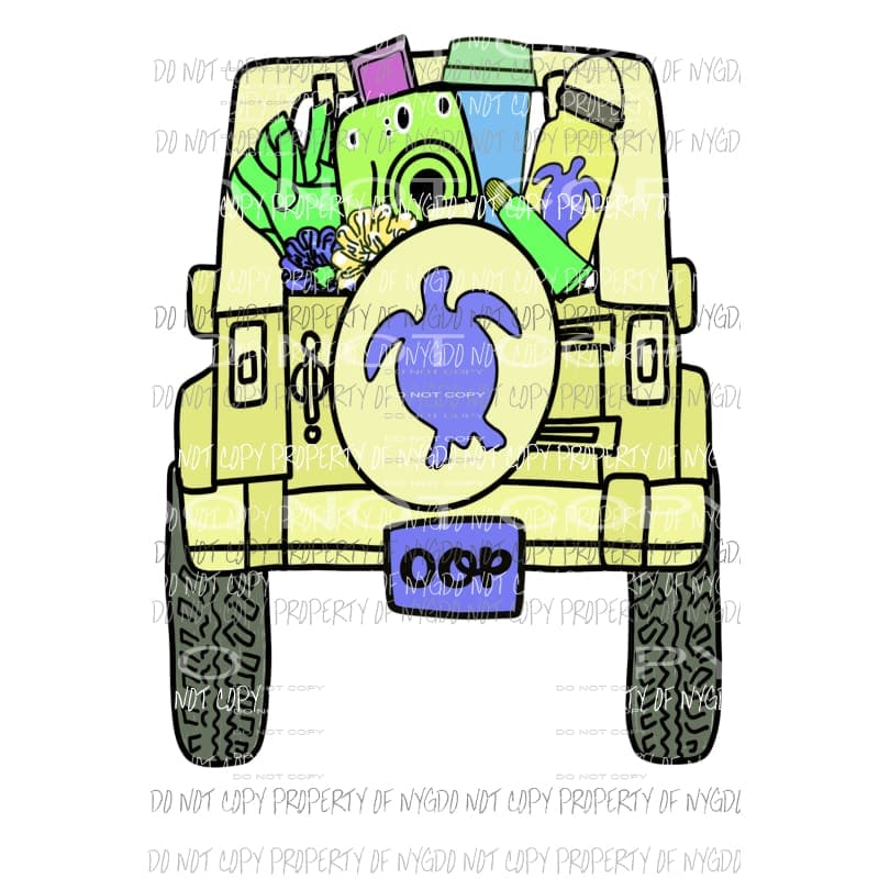 VSCO girl Jeep yellow turtles Sublimation transfers Heat Transfer