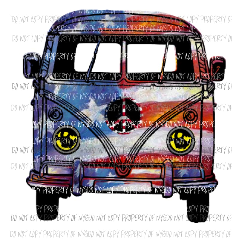 VW Van Flag Sublimation transfers usa 4th of july america memorial labor day Heat Transfer