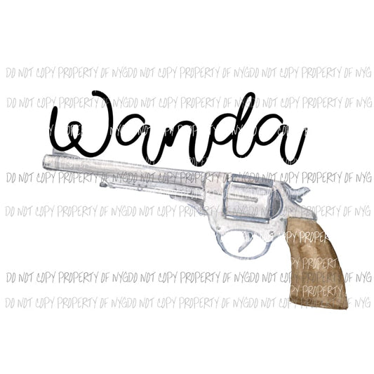 Wanda pistol watercolor Sublimation transfers Heat Transfer