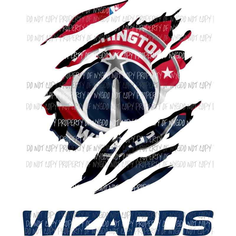 Washington Wizards ripped design Sublimation transfers Heat Transfer