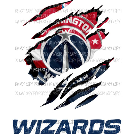 Washington Wizards ripped design Sublimation transfers Heat Transfer