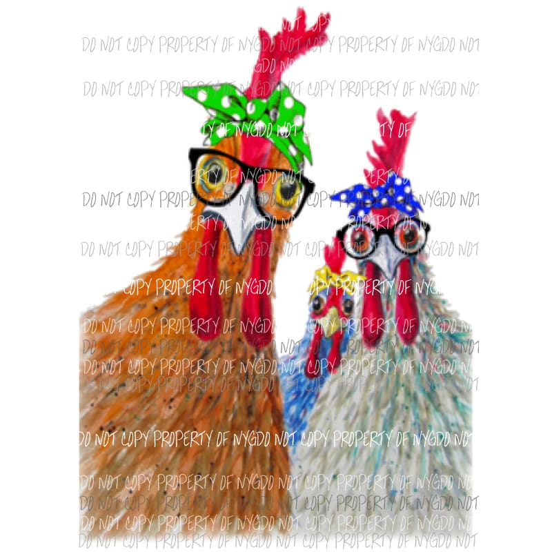 Watercolor chickens 2 Sublimation transfers Heat Transfer