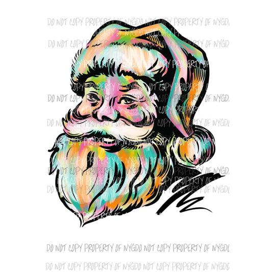 Watercolor Santa Sublimation transfers Heat Transfer